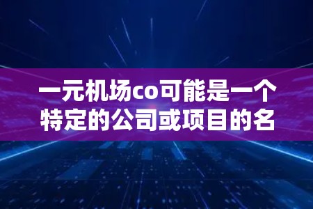一元机场co可能是一个特定的公司或项目的名字，但目前没有足够的信息来确定其含义。如果你指的是某个特定的机场服务公司或项目，请提供更多细节，以便更好地帮助你