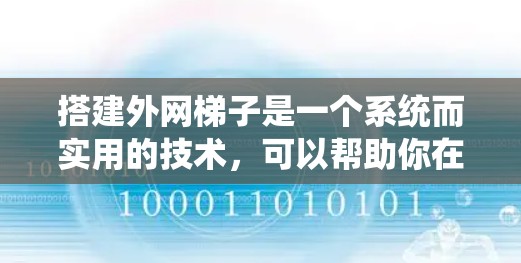 搭建外网梯子是一个系统而实用的技术，可以帮助你在各种需要外网的环境中高效地连接设备。以下是一个清晰的步骤指南，帮助你顺利进行这个任务