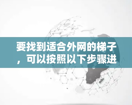 要找到适合外网的梯子，可以按照以下步骤进行