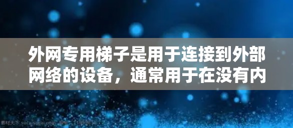 外网专用梯子是用于连接到外部网络的设备，通常用于在没有内部网卡的情况下连接到外网。以下是详细的步骤指南