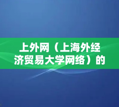 上外网（上海外经济贸易大学网络）的连接设备需要根据你的具体需求来选择，以下是一些建议和注意事项