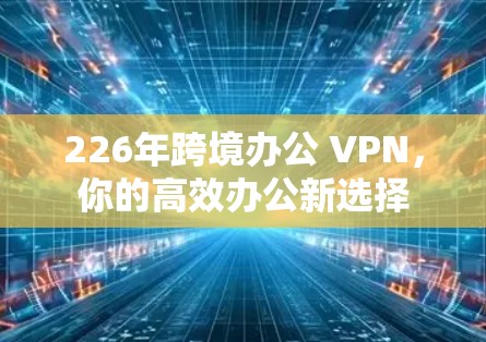 226年跨境办公 VPN,你的高效办公新选择 226年跨境办公 VPN,你的高效办公新选择