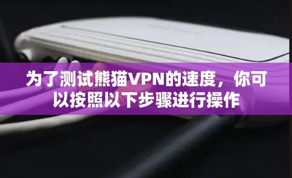 为了测试熊猫VPN的速度，你可以按照以下步骤进行操作