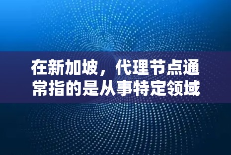 在新加坡，代理节点通常指的是从事特定领域业务的人员或公司，这些节点可能包括但不限于